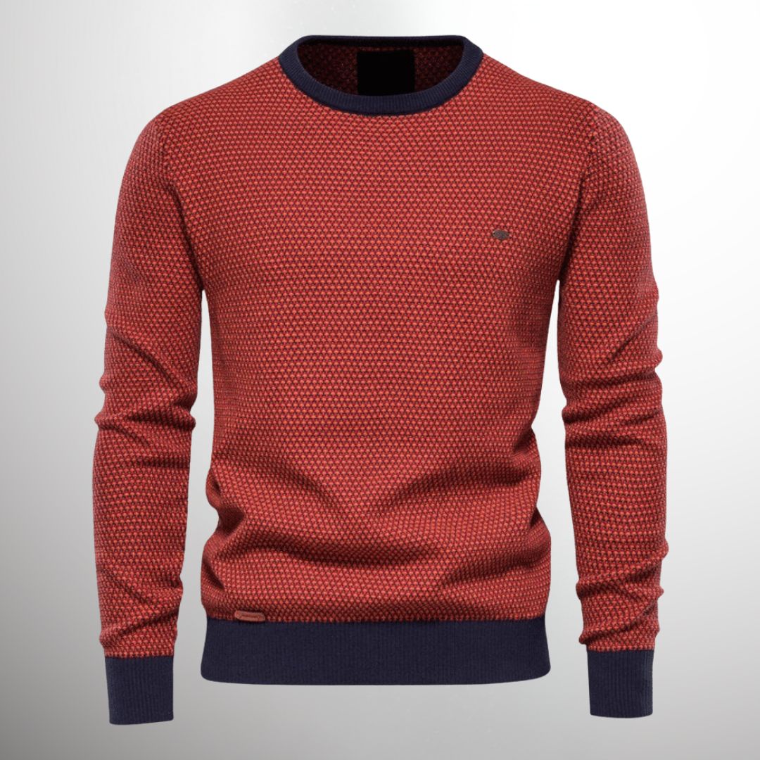 Herren Rundhals Strickpullover - Klassischer Wollmix - Rot
