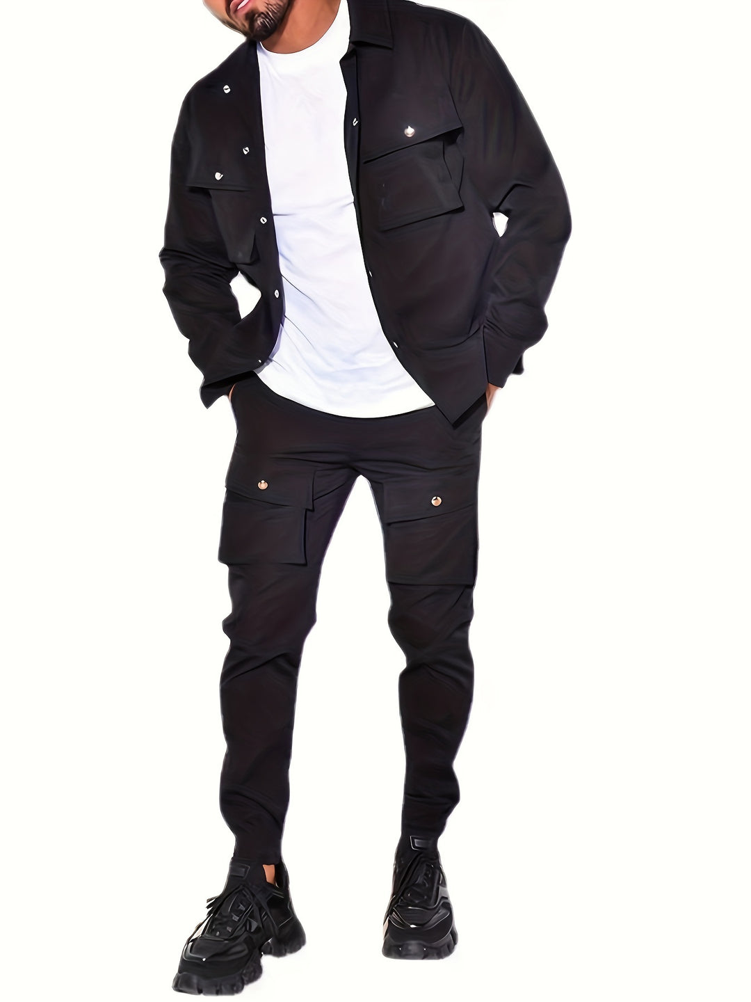 Herren Sakko & Sportbundhose Set - Modern & Funktional - Schwarz