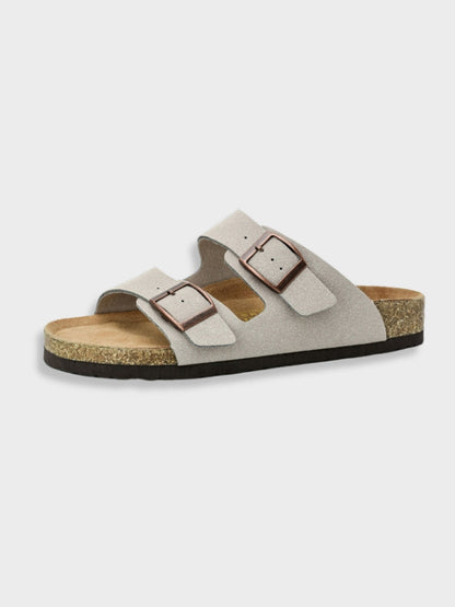 Herren Sandalen mit Korkfußbett im Retro-Stil - grau