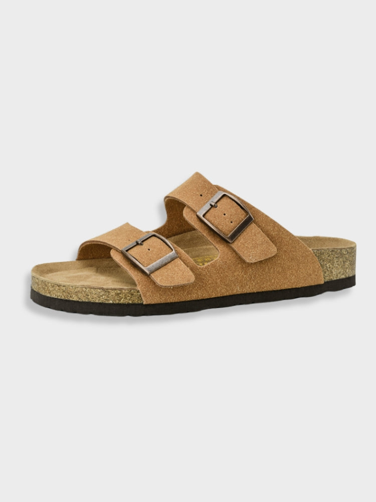 Herren Sandalen mit Korkfußbett im Retro-Stil - gelb