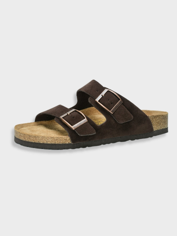 Herren Sandalen mit Korkfußbett im Retro-Stil - braun