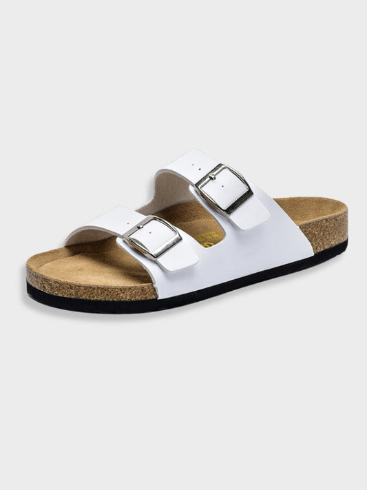 Herren Sandalen mit Korkfußbett im Retro-Stil - weiß