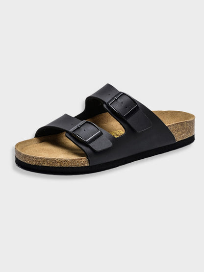 Herren Sandalen mit Korkfußbett im Retro-Stil - schwarz