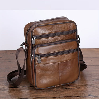 Herren Schultertasche Echtleder in braun, Geräumig & Funktional