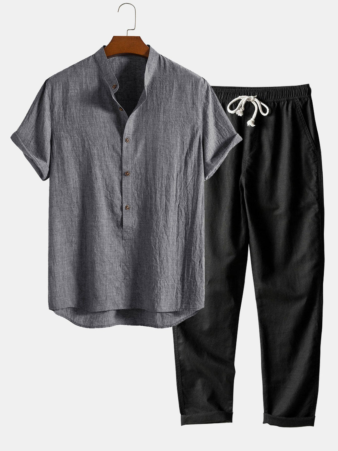 Herren Set aus Kurzarmshirt und Hose - grau