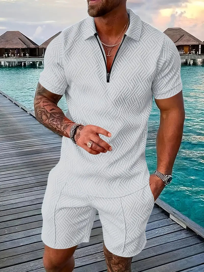 Herren Set aus Poloshirt und Shorts - weiß