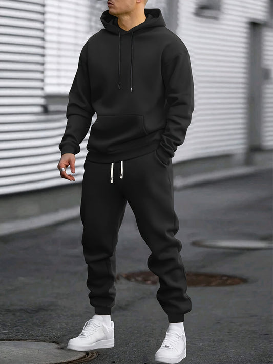 Herren Sportset Hoodie & Joggingbroek in schwarz, Komfort & Bewegungsfreiheit
