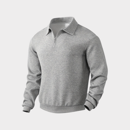 Herren Stehkragen Halbzip Sweatshirt in grau, Strukturiertes Fleece