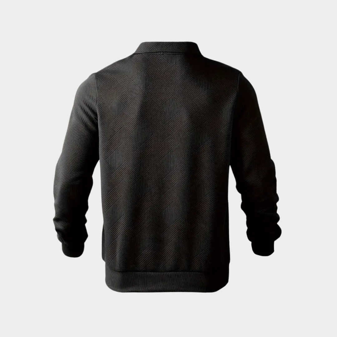 Herren Stehkragen Halbzip Sweatshirt - Strukturiertes Fleece