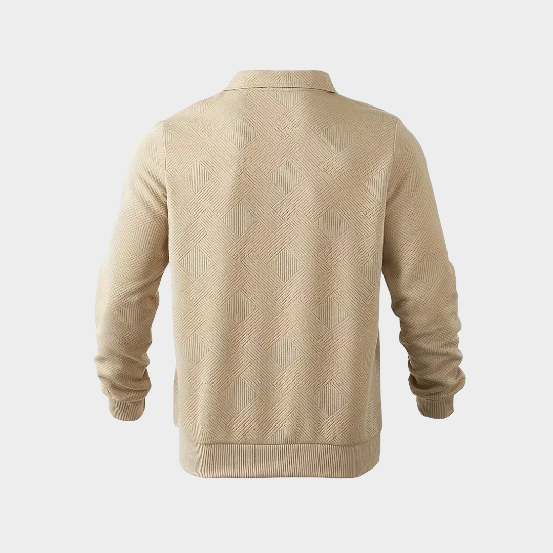 Herren Stehkragen Halbzip Sweatshirt - Strukturiertes Fleece