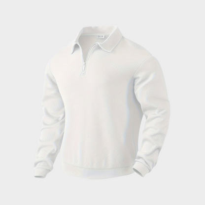 Herren Stehkragen Halbzip Sweatshirt in weiß, Strukturiertes Fleece