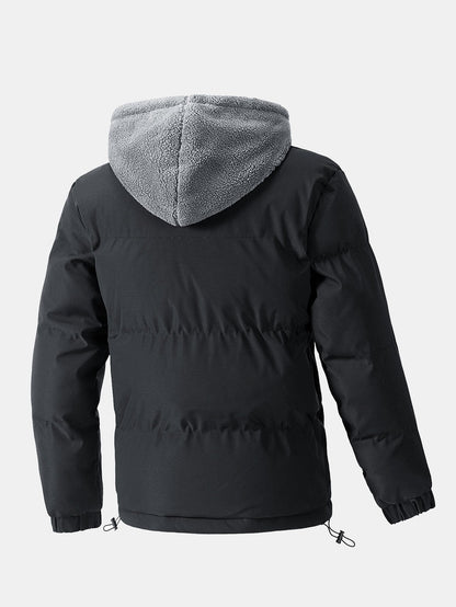 Herren Steppjacke mit Kapuze und Teddyfutter – Warme Winterjacke