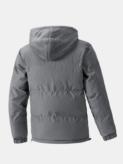 Herren Steppjacke mit Kapuze und Teddyfutter – Warme Winterjacke