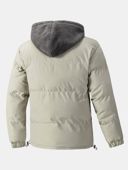 Herren Steppjacke mit Kapuze und Teddyfutter – Warme Winterjacke