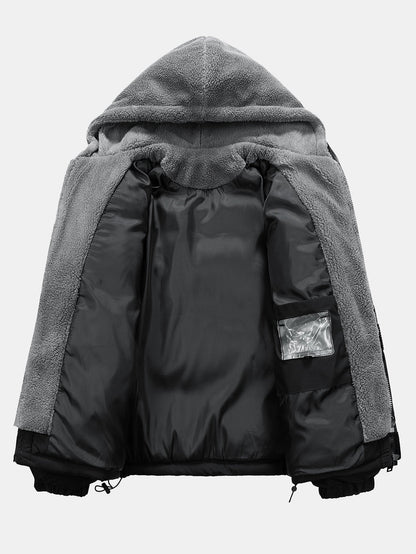 Herren Steppjacke mit Kapuze und Teddyfutter – Warme Winterjacke