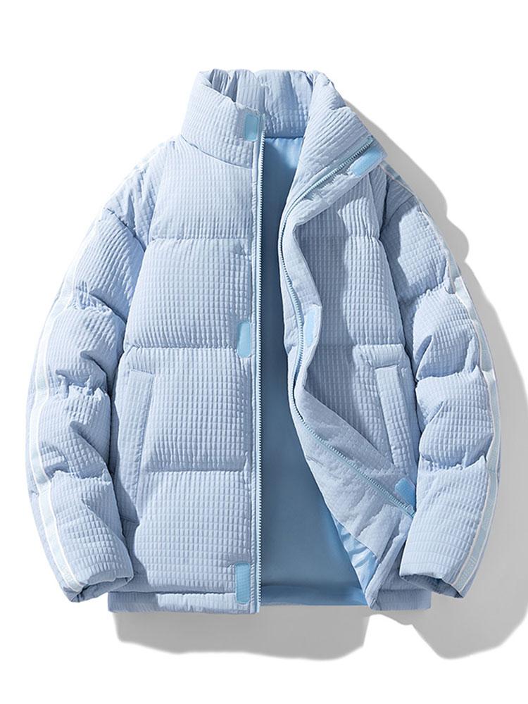 Herren Steppjacke mit Waffeltextur und Stehkragen – Winterjacke - Hellblau