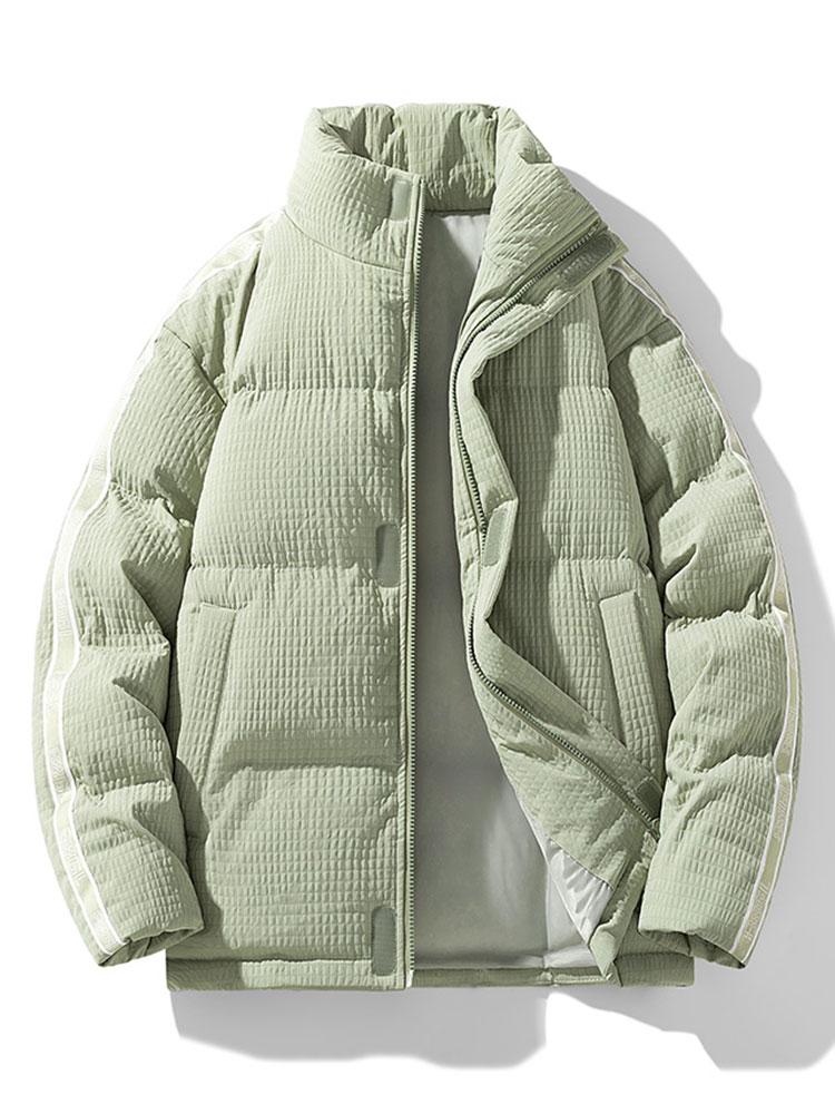 Herren Steppjacke mit Waffeltextur und Stehkragen – Winterjacke - Hellgrün