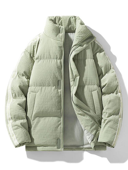 Herren Steppjacke mit Waffeltextur und Stehkragen – Winterjacke - Hellgrün