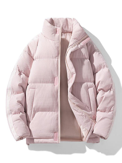 Herren Steppjacke mit Waffeltextur und Stehkragen – Winterjacke - Hellrosa