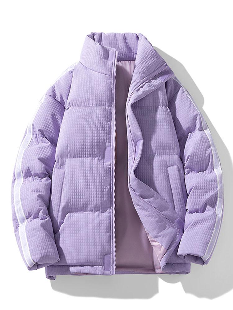 Herren Steppjacke mit Waffeltextur und Stehkragen – Winterjacke - Lila