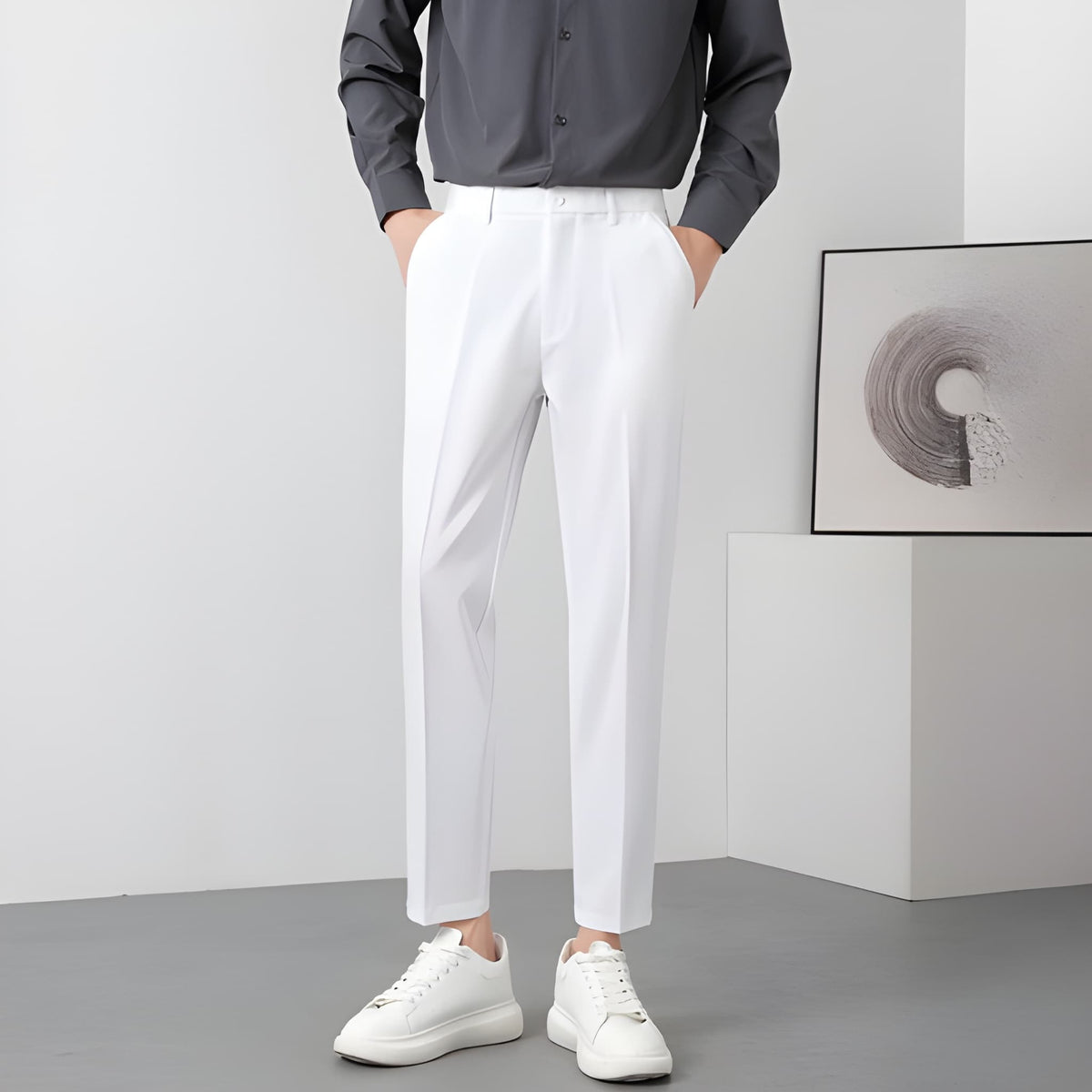 Herren Straight-Fit Hose - Moderner Casual Look - Weiß