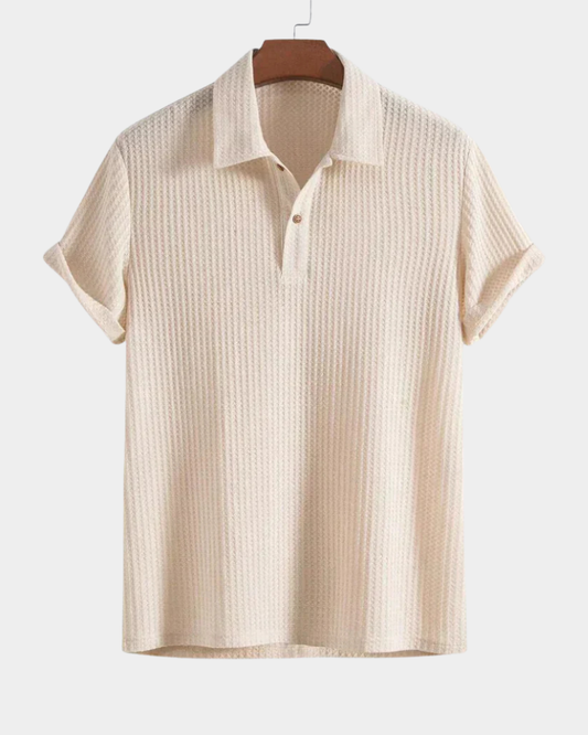 Herren Strick-Poloshirt strukturiert - Casual Eleganz - Beige