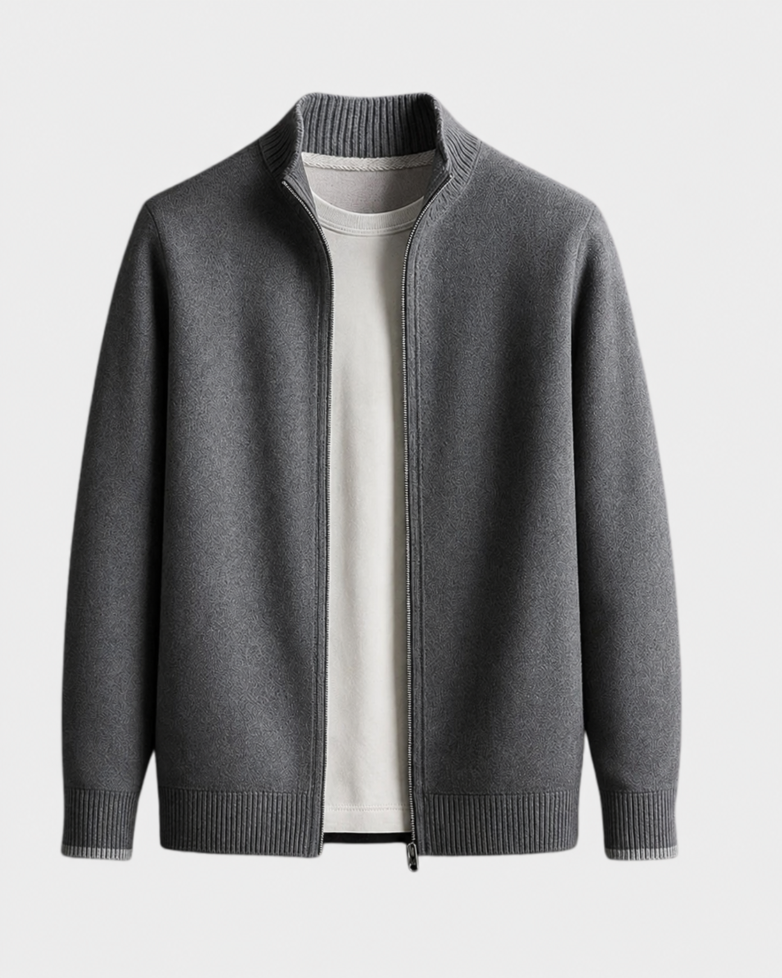 Herren Strickjacke Cardigan - Italienische Verarbeitung - Grau