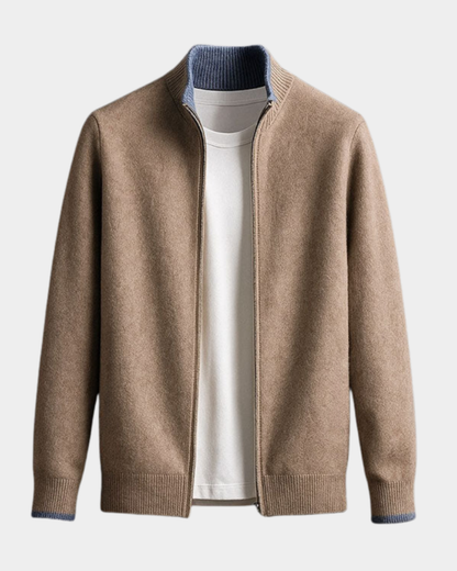 Herren Strickjacke Cardigan - Italienische Verarbeitung - Kamel