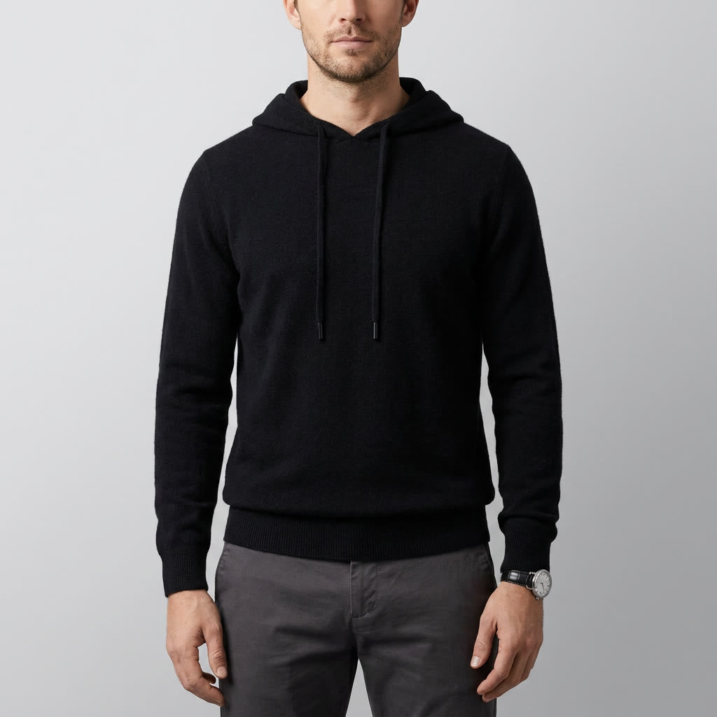 Herren Strickpullover Hoodie - Feinstrick Kapuzenpullover