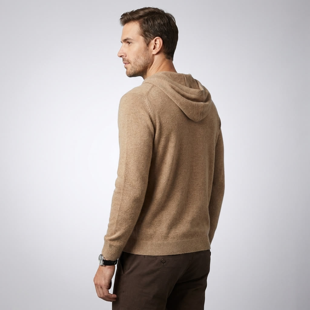 Herren Strickpullover Hoodie - Feinstrick Kapuzenpullover