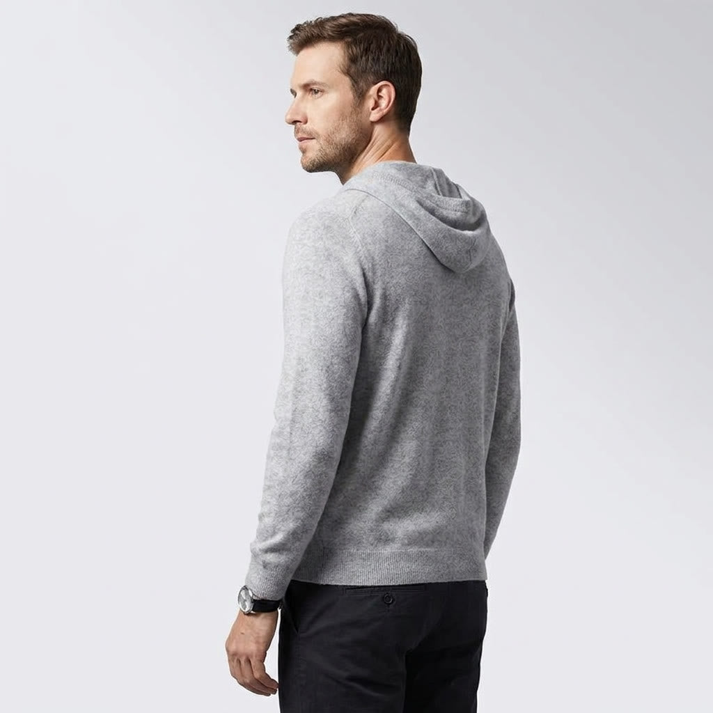 Herren Strickpullover Hoodie - Feinstrick Kapuzenpullover