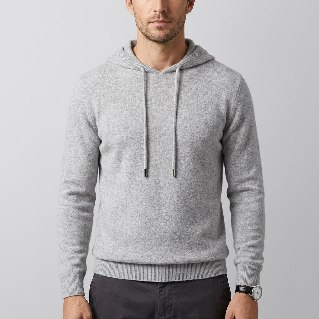 Herren Strickpullover Hoodie - Feinstrick Kapuzenpullover