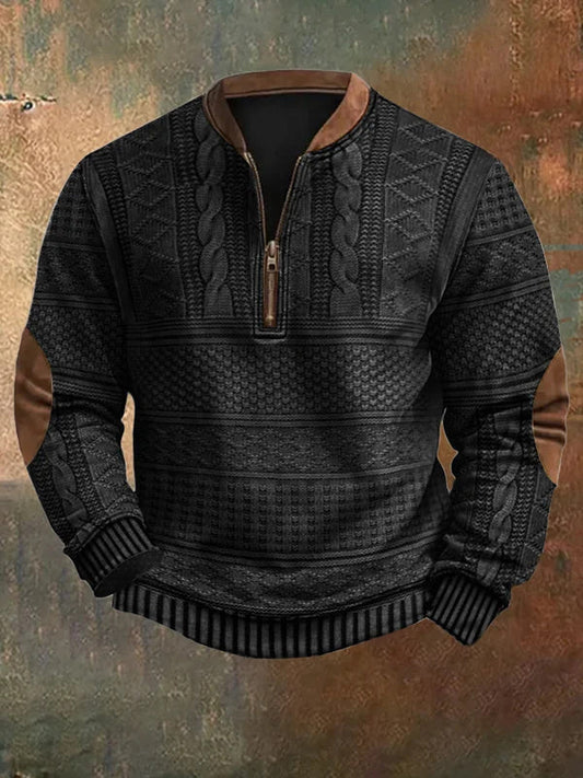 Herren Strickpullover mit Halbreißverschluss - Klassischer Stil