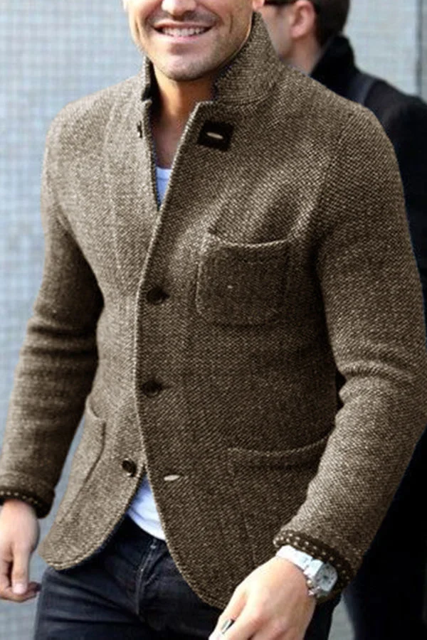 Herren Strickweste Retro – Klassischer Schnitt - Khaki
