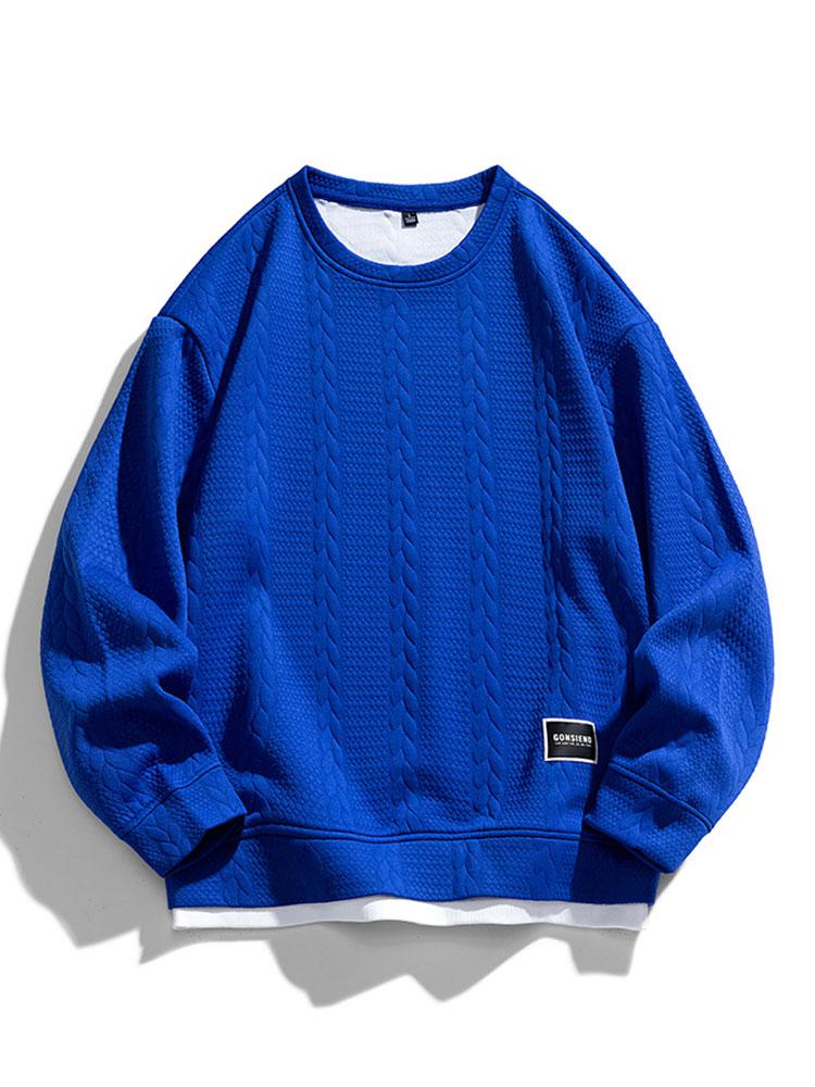 Herren Strukturiertes Jacquard Sweatshirt – Entspannte Passform - Dunkelblau