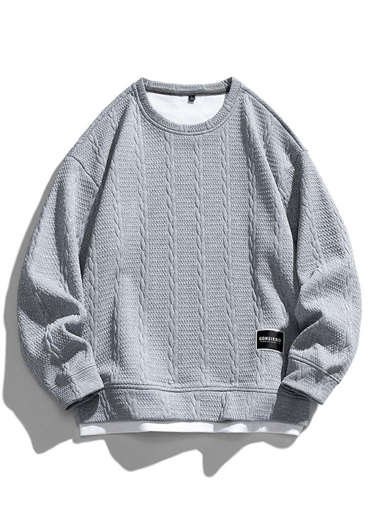 Herren Strukturiertes Jacquard Sweatshirt – Entspannte Passform - Grau