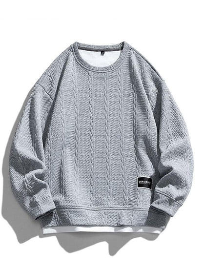 Herren Strukturiertes Jacquard Sweatshirt – Entspannte Passform - Grau