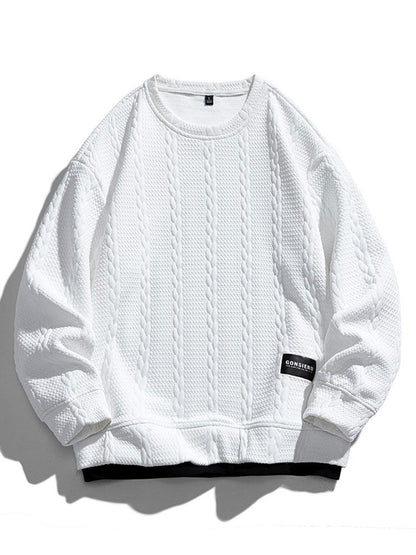 Herren Strukturiertes Jacquard Sweatshirt – Entspannte Passform - Weiß