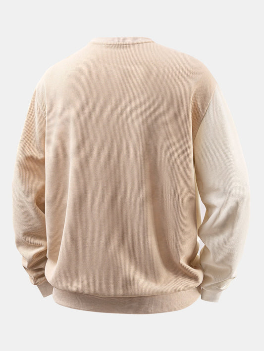 Herren Strukturiertes Waffel-Sweatshirt mit Patchwork-Elementen – Ents