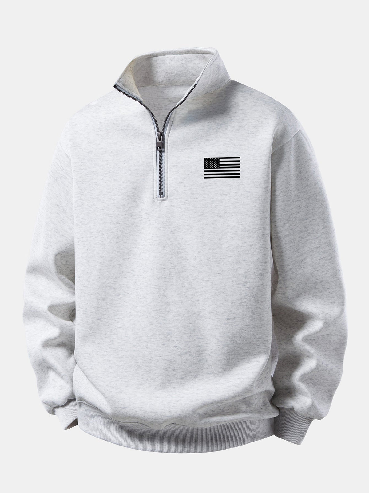Herren Sweatshirt mit Amerikanischer Flagge in grau, Entspannte Passform