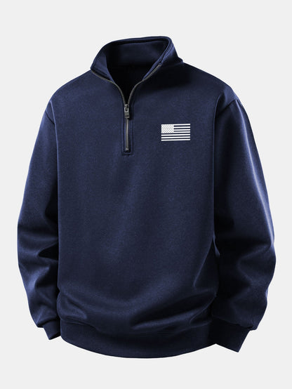 Herren Sweatshirt mit Amerikanischer Flagge in marineblau, Entspannte Passform