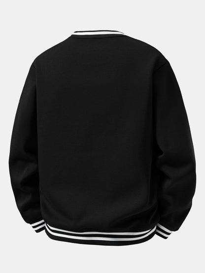 Herren Sweatshirt mit gestreiften Rippbündchen - Entspannte Passform
