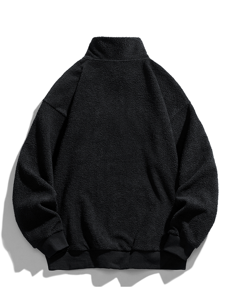 Herren Teddy Fleece Halbzip Sweatshirt – Entspannte Passform