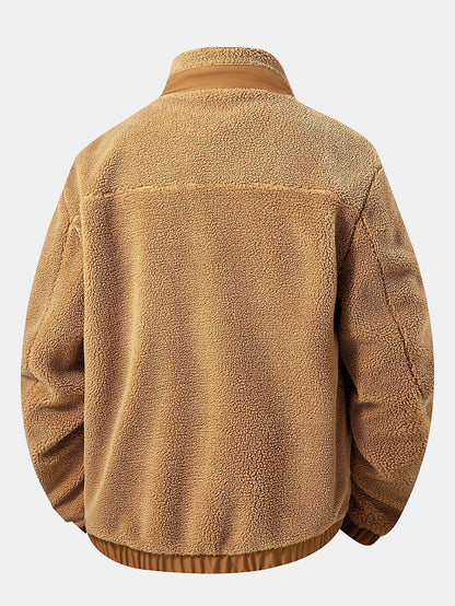 Herren Teddy Fleece Jacke mit Reißverschluss - Warme Casual Jacke