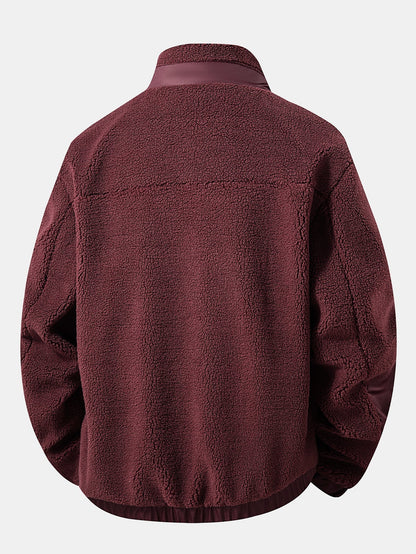 Herren Teddy Fleece Jacke mit Reißverschluss - Warme Casual Jacke