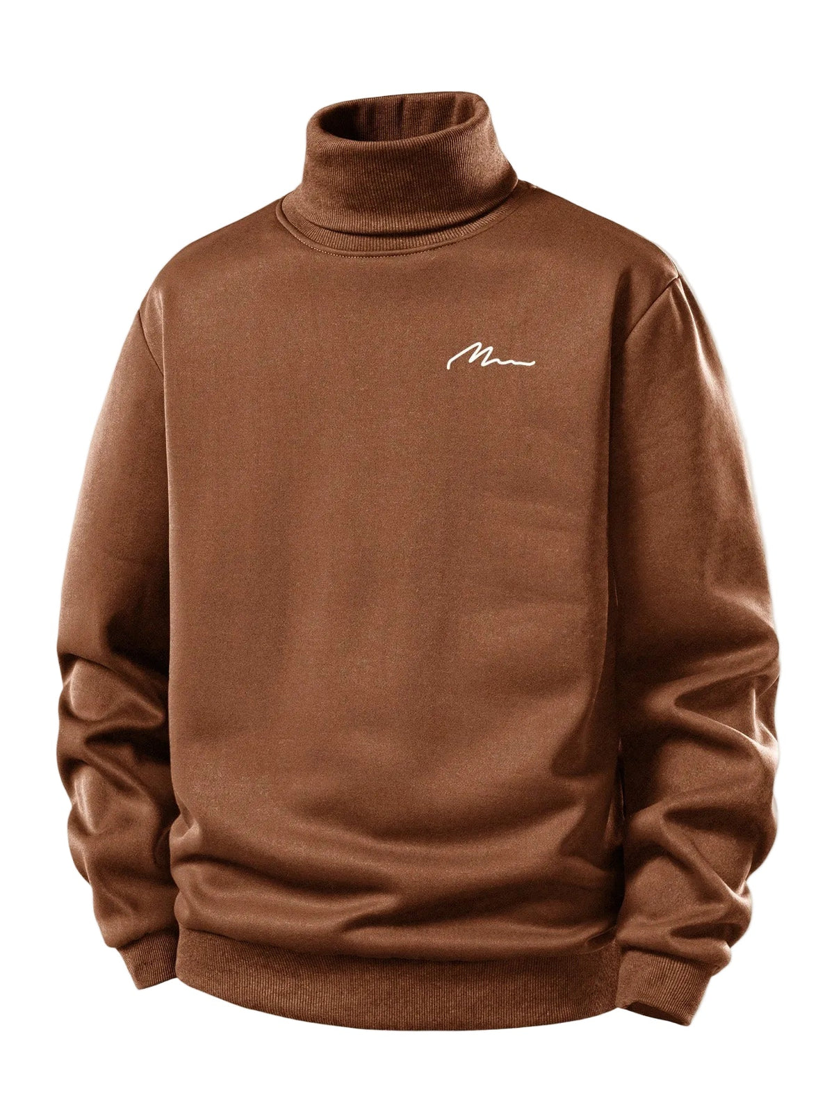 Herren Teddy Fleece Rollkragen Sweatshirt – Warme Casual Pullover - Braun