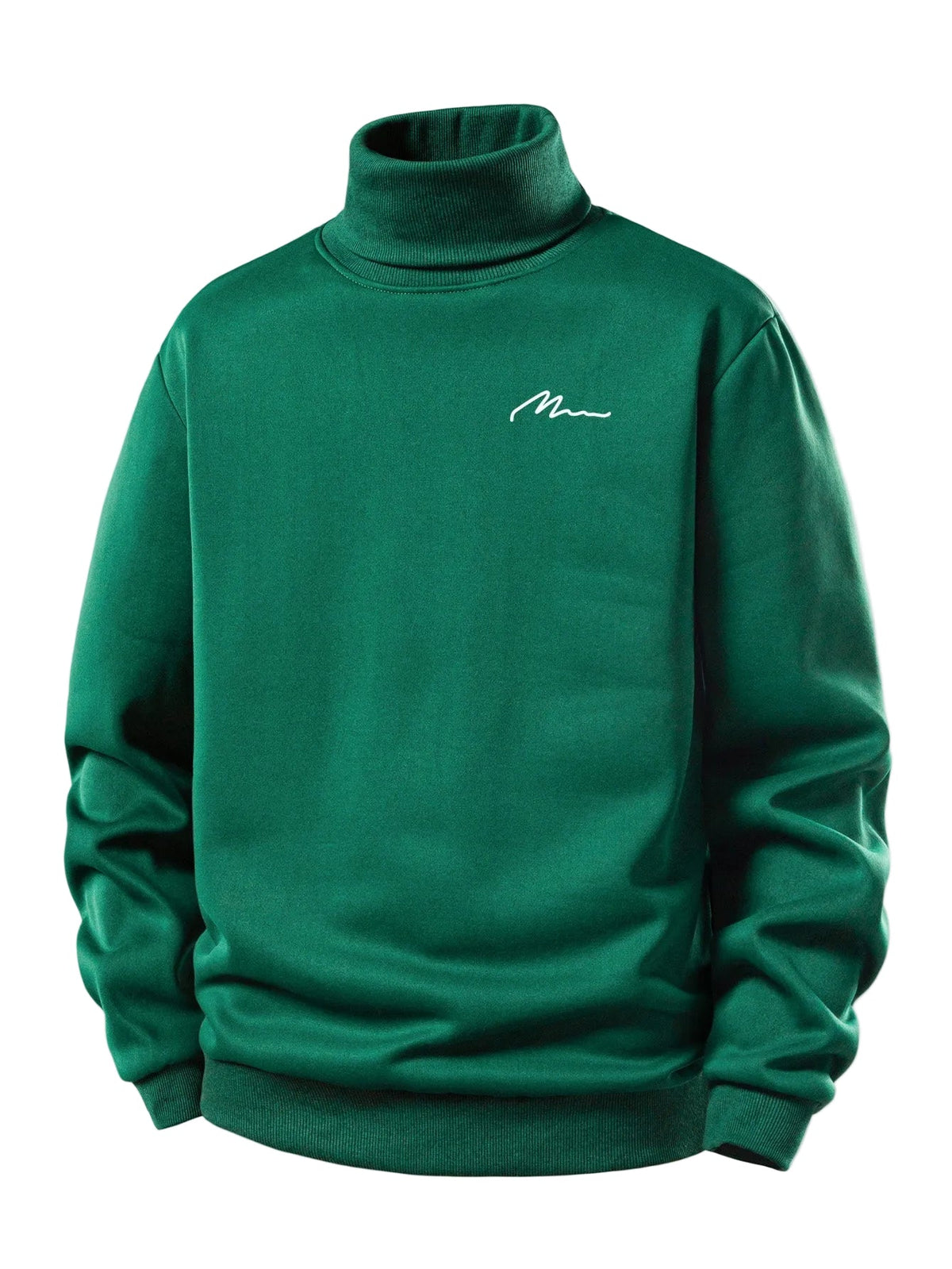 Herren Teddy Fleece Rollkragen Sweatshirt – Warme Casual Pullover - Dunkelgrün