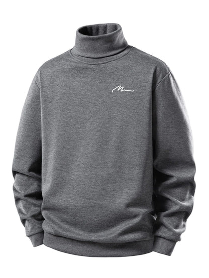 Herren Teddy Fleece Rollkragen Sweatshirt – Warme Casual Pullover - Grau