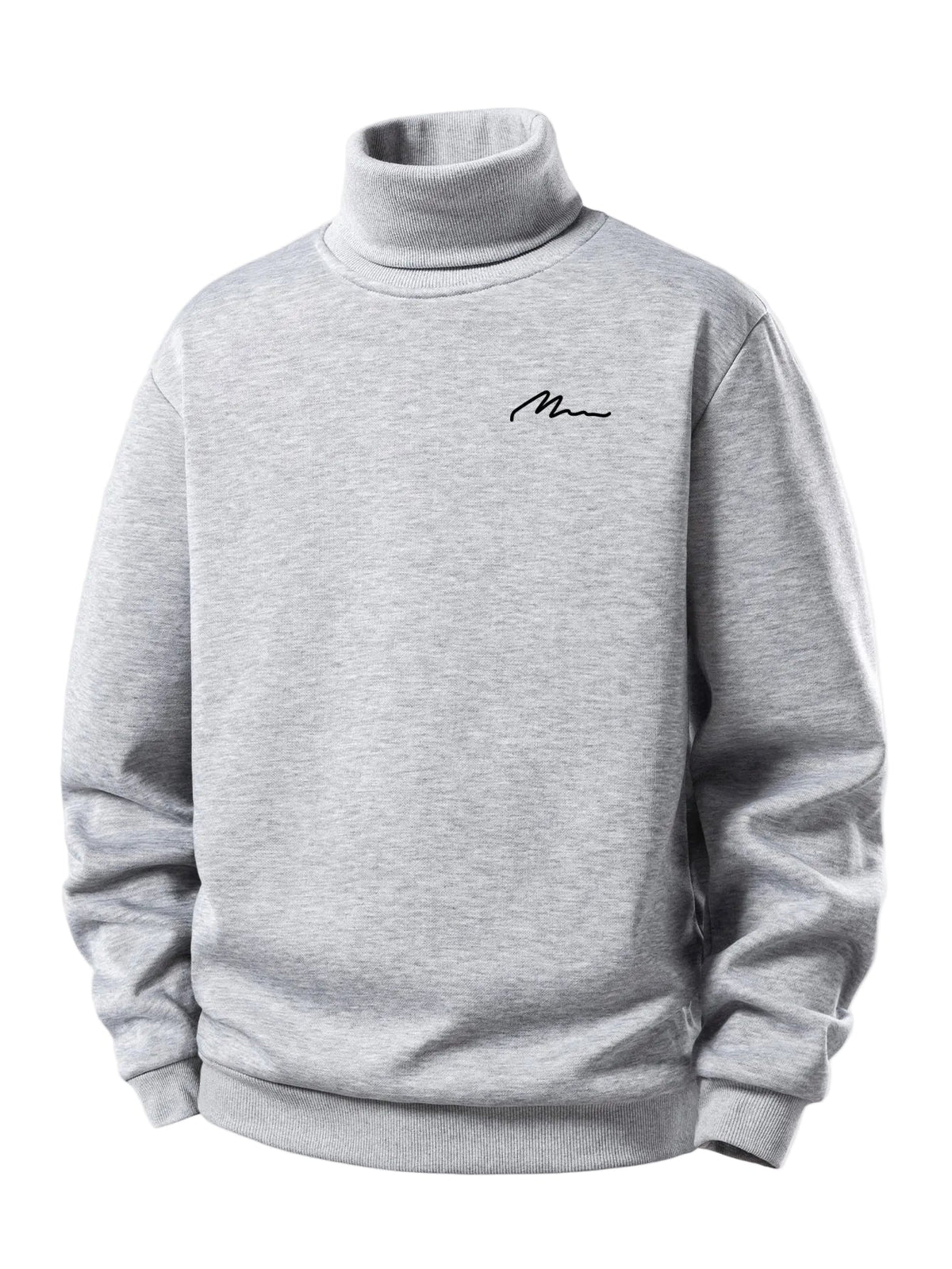 Herren Teddy Fleece Rollkragen Sweatshirt – Warme Casual Pullover - Hellgrau