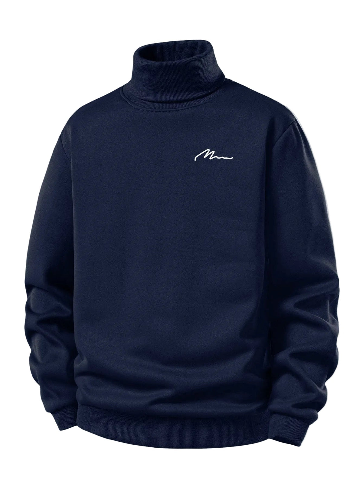 Herren Teddy Fleece Rollkragen Sweatshirt – Warme Casual Pullover - Marineblau